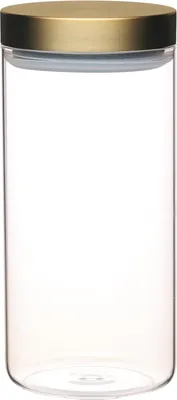 Produktbild von Luftdichter großer Glasvorratsbehälter mit Messingdeckel 15 Liter 10 x 10 x 22 Zentimeter Transparent