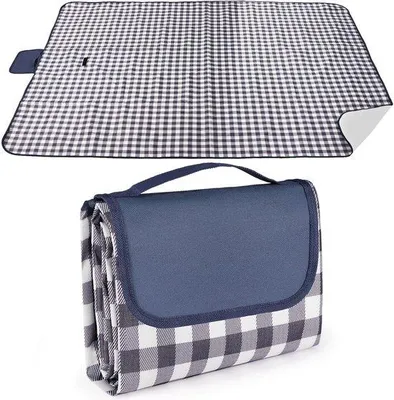 Produktbild von Famanu Picknickdecke 150x200cm - Faltbare, wasser- und sandabweisende Decke mit Tragegriff