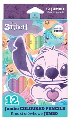 Obrázok produktu pre Jumbo trojuholníkové ceruzky 12 farieb pastel Stitch