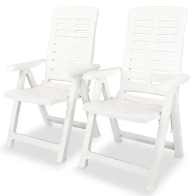 Produktbild von Garten-Liegestühle 2er Set - Verstellbare Relaxstühle - Kunststoff - 60 x 61 x 108 cm - Weiß