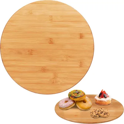 Produktbild von Drehbarer Bambus-Servierteller, 360¡ã drehbar, rund, zum Servieren von Gewš¹rzen, Durchmesser: 40 cm, naturbraun