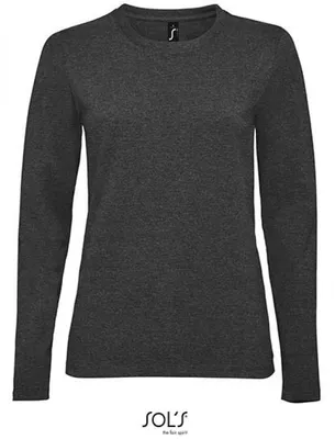 Immagine prodotto di SOLs 02075 | Maglietta donna manica lunga Imperial - Colore: Charcoal Melange - Taglia: XL