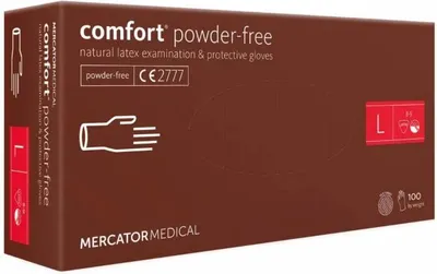 Zdjęcie produktu dla Rękawiczki Jednorazowe Mercator Comfort Powder Free Lateks Biały 100 Szt. Nowy