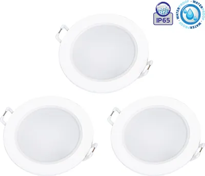 Produktbild von 3er Set 4.8W LED Einbauspot Einbaustrahler Einbauleuchte 530 Lumen IP65 wasserdicht weißer Rahmen - Kaltweiß