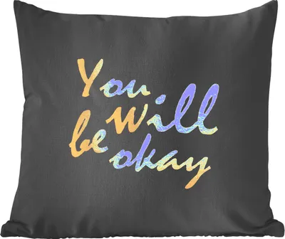 Produktbild von MuchoWow® Zierkissen Sofakissen Wohnzimmer Dekokissen 60x60 cm Zitat - Motivation - Gold - Schwarz - Sitzfläche - Foto Polster