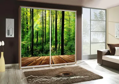 Produktbild von Kleiderschrank GILES Schwebetürenschrank mit Grafiken 205x215 cm