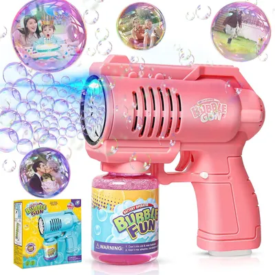 Imagen del producto de Pistola automática para hacer burbujas, produce 10.000 burbujas por minuto, con un depósito de 130 ml de solución, ideal para niños
