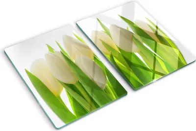 Imagen del producto de Cubierta para placa de cocina – Cubierta para placa de inducción – Placa de vidrio protectora – 2x40x52 cm – Placas de vidrio protectoras para cocina – Vidrio templado – Tulipanes