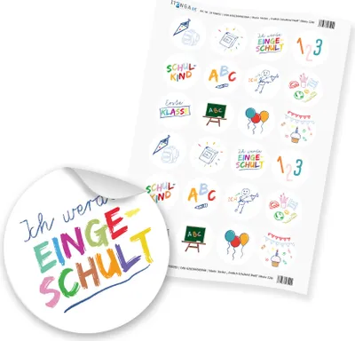 Produktbild von 24 x itenga Sticker „Schulanfang“ (Motiv 228) weiß
