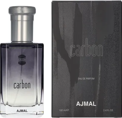 A perfume bottle and its packaging are displayed side-by-side against a white background.