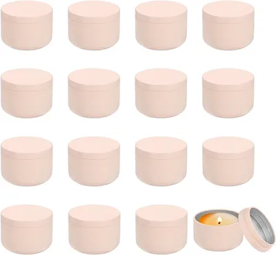 Obrázek produktu pro 3 oz kovové dózy na svíčky - 16 kovových nádobek na svíčky s víčky, kulaté, prázdné, vhodné pro skladování čaje