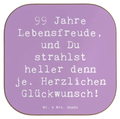 Produktbild von Mr. & Mrs. Panda Untersetzer für Gläser Spruch 99. Geburtstag Lebensfreude - Lavendeltraum - Geschenk, gläseruntersetzer, Happy Birthday, fast ein Jahrhundert, Glas