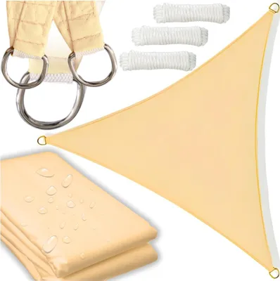 Image de Voile d'ombrage de jardin, étanche, 7x5x5 m, beige, crème, triangle