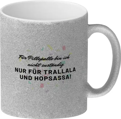 Produktbild von Pillepalle Glitzer-Kaffeebecher mit Konfetti und Spruch