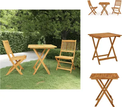 Produktbild von vidaXL 3-tlg. Garten-Essgruppe Klappbar Massivholz Akazie - Gartenmöbel-Sets