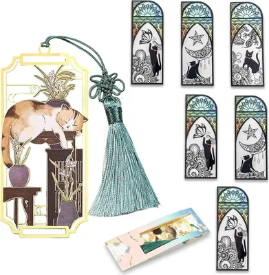 Produktbild von Einzigartige Lesezeichen - Lustige Retro Katze - 7 Stück - Tolle Geschenke