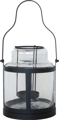 Produktbild von Esschert Design Windlicht Schwarz Größe S 24,5 cm - Metall & Glas
