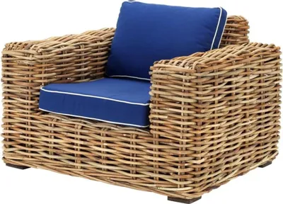 Produktbild von Casa Padrino Designer Rattan Sessel 100 x 88 x H. 69 cm - Luxus Wohnzimmer Möbel