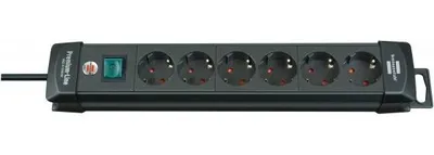 Immagine prodotto di Brennenstuhl Premium-Line, striscia di prese a 6 vie nera 3 m, 6110016