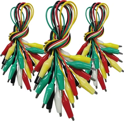 Produktbild von 30 Stück Krokodilklemmen mit Kabel, Prüfleitungen mit Krokodilklemmen Doppelendige Messleitung, Krokodilklemmen Messkabel (50 cm)