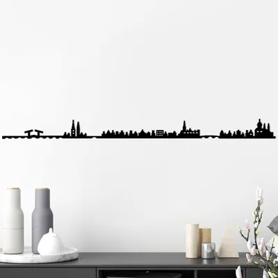 Immagine prodotto di Wallity, Amsterdam- TNL1993, Nero, Altre decorazioni per la casa, 120 x 0,15 x 9 cm, 100% metallo (Spessore: 1