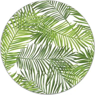 Produktbild von Glas Schneidebrett Herdabdeckplatten Schneideplatten Rund - 40 cm - Palmblatt Grüne