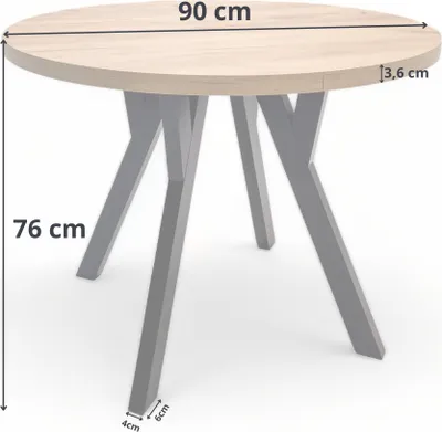 Produktbild von Runder Esstisch Giuseppe Durchmesser 90 cm Craft Eiche Gold, modernes Design, eleganter Esszimmertisch für 4-5 Personen Skandinavische LOFT (Craft)
