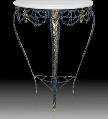 Produktbild von Casa Padrino Luxus Barock Konsole mit Marmorplatte Blau / Gold / Weiß H. 80 cm - Barock Möbel