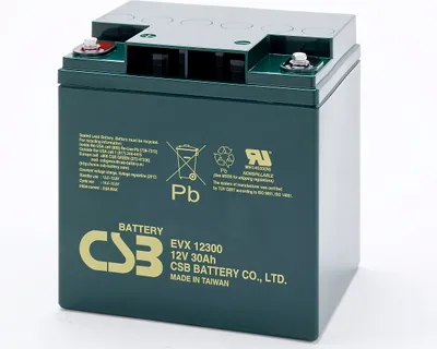 Obrázok produktu pre CSB-EVX12300 12 V AGM olovená batéria 30 Ah, 166x125x175 mm, vnútorný závit M5 Odolná voči cyklom + pohotovostný režim