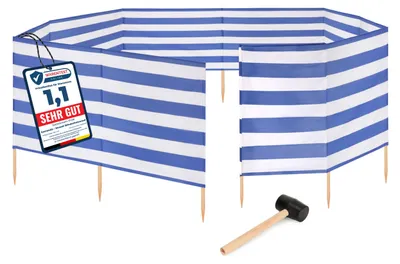 Produktbild von Garronda Strand Windschutz Sichtschutz 15m lang plus Gummihammer GAEX001 (Streifen, 15 m)