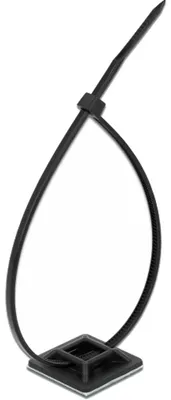 Productafbeelding van Bevestigingsvoet 25 x 25 mm met kabelbinder, lengte 300 mm, breedte 4,8 mm (zwart, 10 paar)
