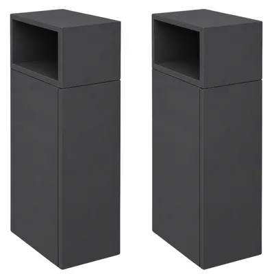 Zdjęcie produktu dla Zestaw 2 szafek nocnych / stolików pomocniczych czarnych z boczną półką Push to Open 20 x 30,5 x 68,3 cm
