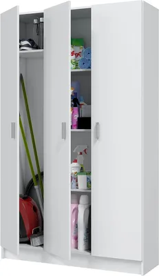 Productafbeelding van Kledingkast - Opbergkast - Extra Opbergruimte - 4 Verstelbare Planken - 109x180x37 cm - Wit