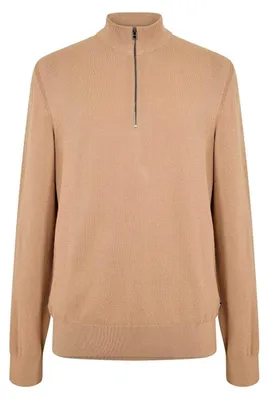 Produktbild von Boss - "Ebrando-P" Pullover für Herren, mit halbem Reißverschluss, Jerseyware GT17935 (L) (Mittelbeige)