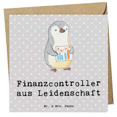 Produktbild von Mr. & Mrs. Panda Glückwunschkarte Finanzcontroller Leidenschaft - Grau Pastell - Geschenk, faltkarte, Klappkarte, Grußkarte, doppelkarte, anlasskarte