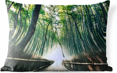 Produktbild von MuchoWow® Outdoor Kissen - Bambuswald in Arashiyama, Japan - 60x40 cm - Wetterfest - Lounge Kissen - Zierkissen - Kissen für Innenräume