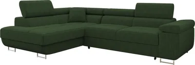 Produktbild von MIRJAN24 Ecksofa Torezio Cord, Stilvoll Eckcouch mit Bettkasten und Schlaffunktion, Einstellbare Kopfstützen, 274x203x70-90 cm (Farbe: Poso 14, Seite: Links)