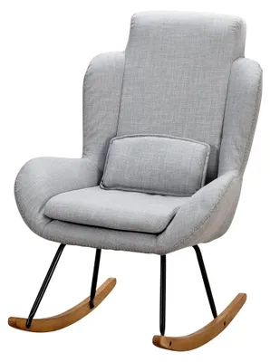 Produktbild von FineBuy Schaukelstuhl Capri Stoff/Holz Design Relaxsessel 75 x 110 x 88,5 cm, Schwingsessel mit Gestell, Polster Relaxstuhl, Moderner Schwingstuhl, Hochlehner Grau