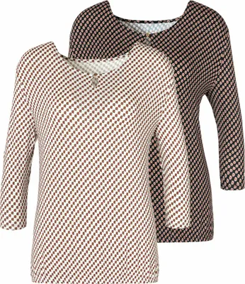 Produktbild von VIVANCE 3/4-Arm-Shirt mit Zierknopf am Ausschnitt weiß, schwarz Größe 36/38