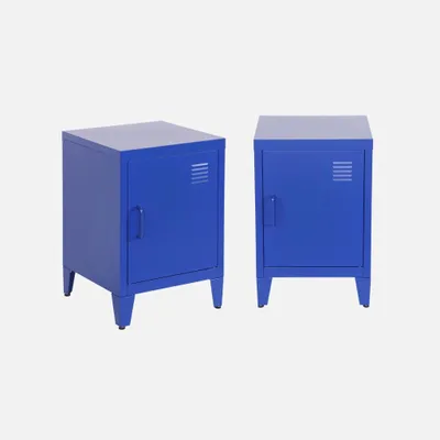 Immagine prodotto di Set 2 comodini industriali, 1 anta, Blu
