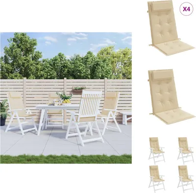 Image de vidaXL Coussins de chaise à haut dossier 4 pcs. Beige Tissu Oxford - Coussin d'assise