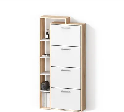 Produktbild von Schuhkipper Livinity Ortello Weiß/Sonoma 80 x 166.1 cm mit 4 Fächern, Model 55883