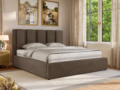 Produktbild von MKS MEBLE Polsterbett SAVINO CLASSIC mit Bettkasten & Stauraum, Doppelbett 140 x 200 cm, Gasdruckfedern, Inkl. Lattenrost, Modernes Ehebett, Multipocket Matratze - ELORI LUX - Braun Velvet