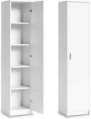 Produktbild von Bücherregal Kleiderschrank Regal Schrank Mehrzweckschrank mit 4 Einlegeböden Aktenschrank Garderobenschrank | 40x35x180 cm (BxTxH) | für Schlafzimmer Flur Büro Keller | weiß