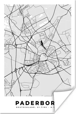 Produktbild von MuchoWow® Poster Karte - Paderborn - Deutschland - Stadtplan - Karte 120x180 cm - Kunstposter