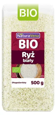 RYŻ BIAŁY DŁUGOZIARNISTY BEZGLUTENOWY BIO 500 g - NATURAVENA