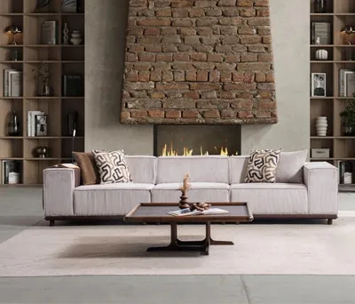 Produktbild von Beiges Stoffsofa Moderne Wohnzimmer Couch Textilsofas
