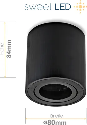 Produktbild von Sweet LED Aufbaustrahler GU10 rund schwarz Aluminium Aufbauspot 230V