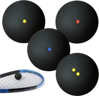 Produktbild von Squashball-Set aus 4 Bällen, hoher Sprung, Schwarz