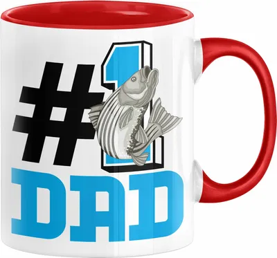 Produktbild von Fischer Nummer 1 Dad Vater Tasse Geschenk Angler Papa Geschenkidee Bester Papa Der Welt Vatertag Lustige Geschenkidee (Rot)